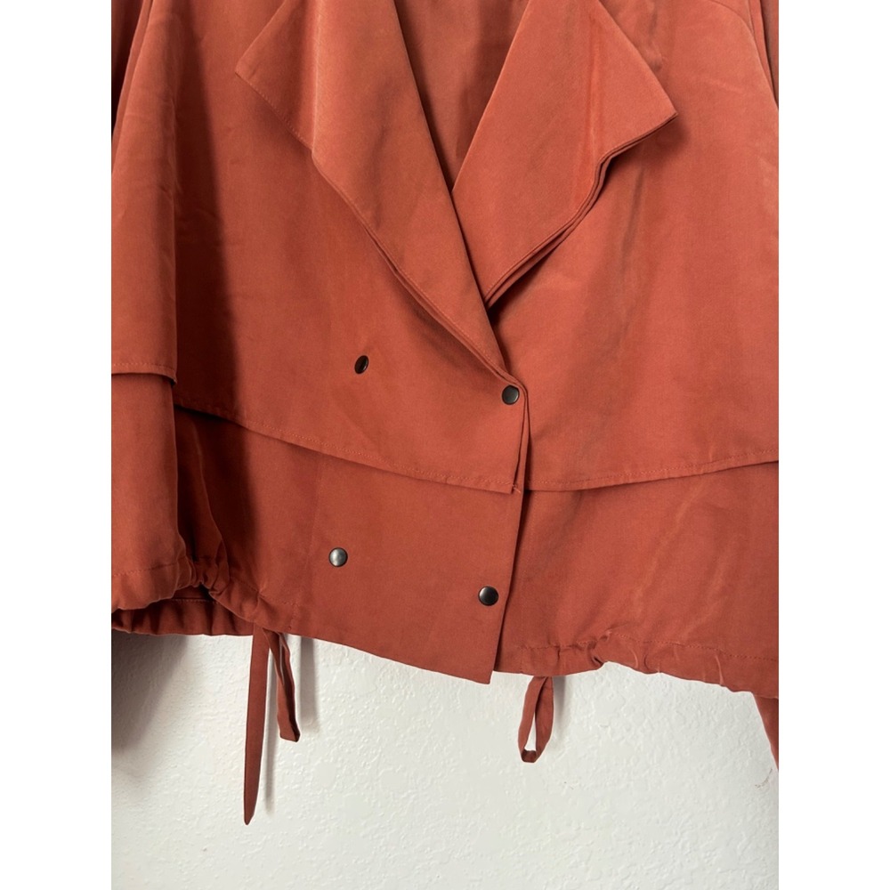 Halogen Cropped Utility Jacket Size XL Rust Modal Blend Double Breasted Button - Picture 3 of 10
